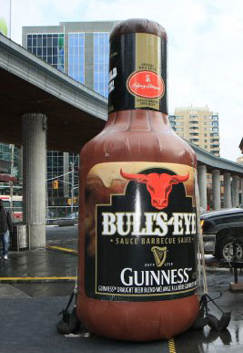 Inflatable replica of bull's eye bbq