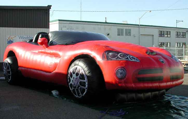 Inflatable replica of sports car